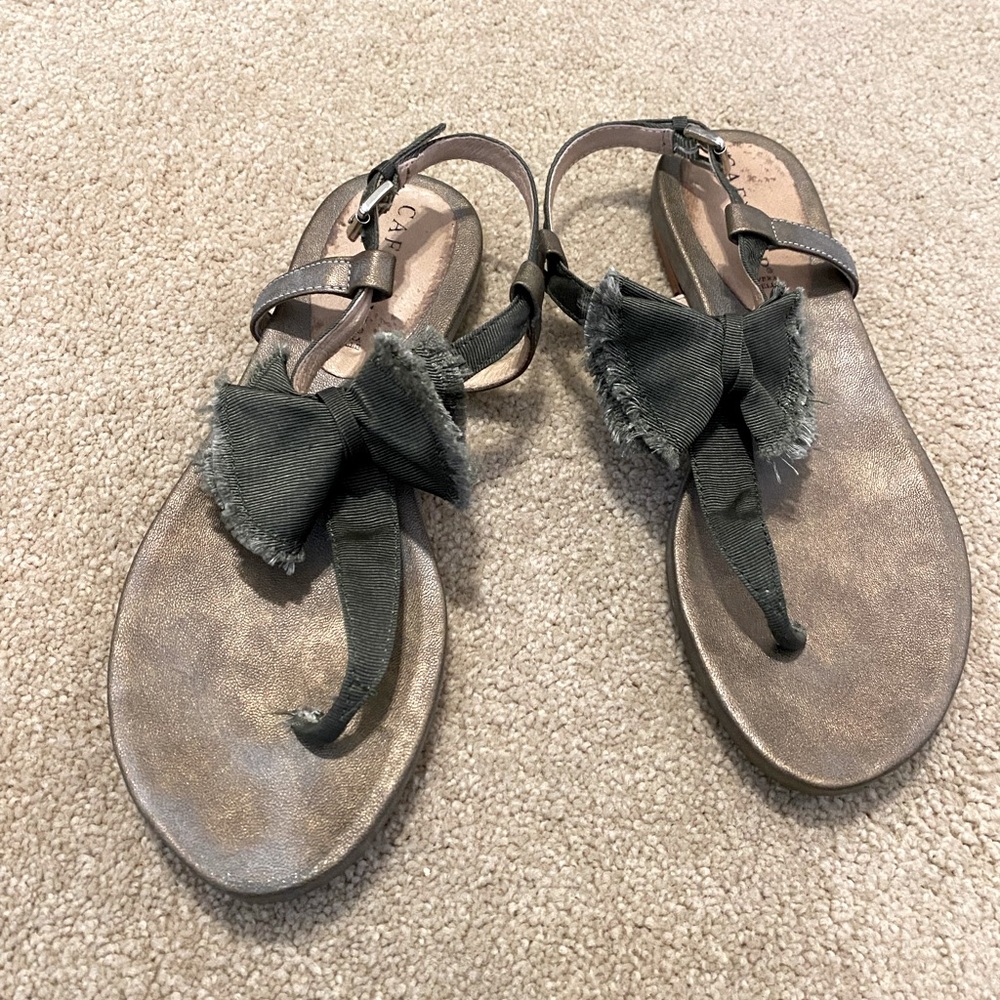 CafeNoir Dark Green Sandals. Size 37